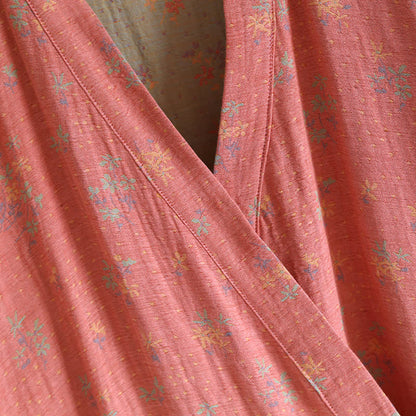 Bequemer, lockerer Bademantel-Pyjama aus Baumwolle mit Blumenmuster
