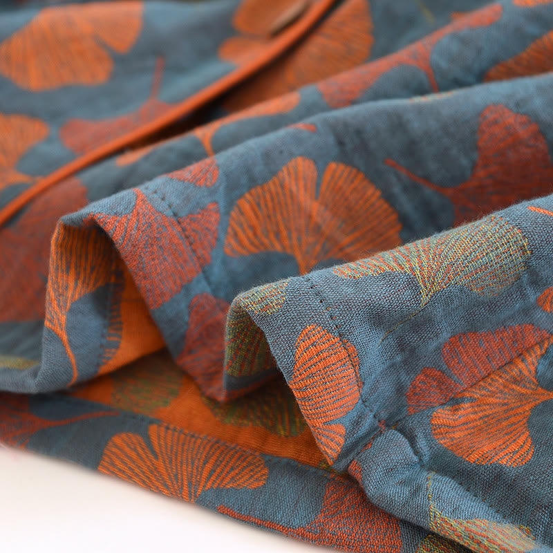 Loungewear-Set aus Baumwolle mit Ginkgoblatt-Knopf - image 9