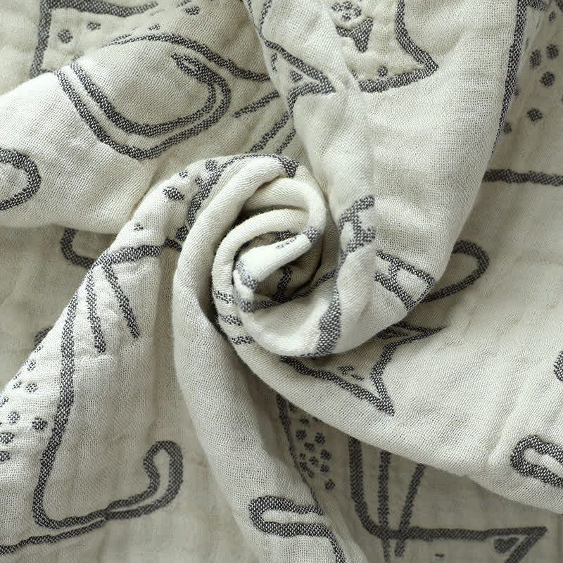 Ownkoti Kissen mit Katzen-Aufdruck, Handtuch, Bett, Baumwollkissen, Dekoration (2 Stück)