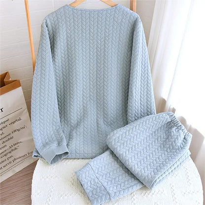 Einfaches Pyjama-Set aus Air Cotton mit Rundhalsausschnitt