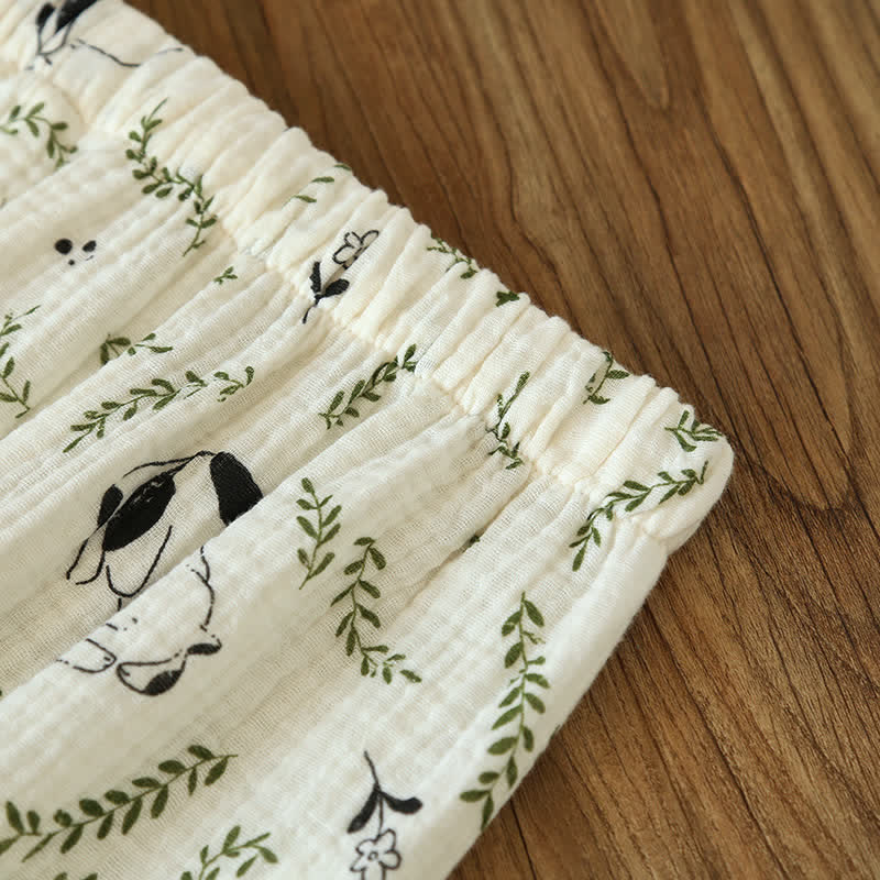 Süßes Pyjama-Set aus Baumwolle mit Katze und Blatt