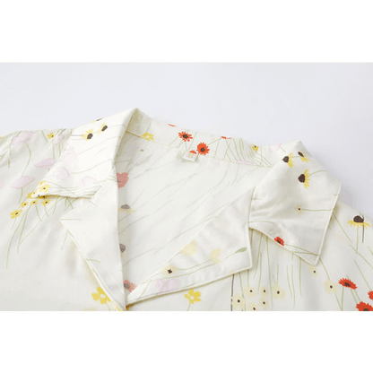 Atmungsaktives Loungewear-Set mit Blumenblatt-Print und V-Ausschnitt