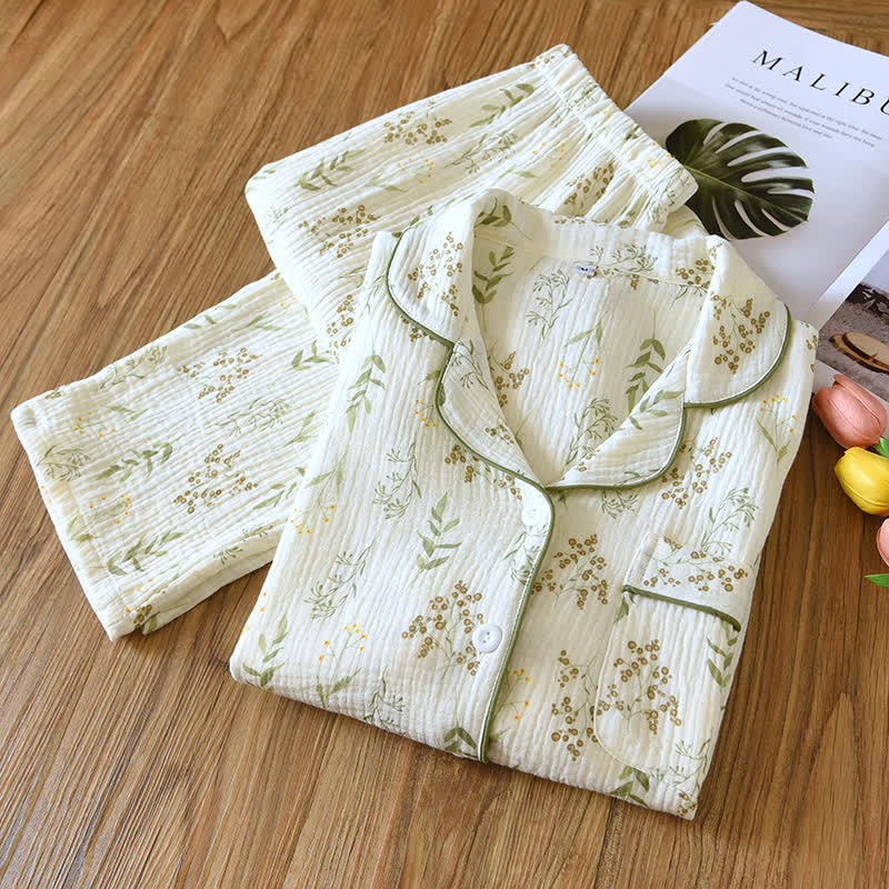Pyjama-Set aus doppelter Baumwollgaze mit Blumenmuster