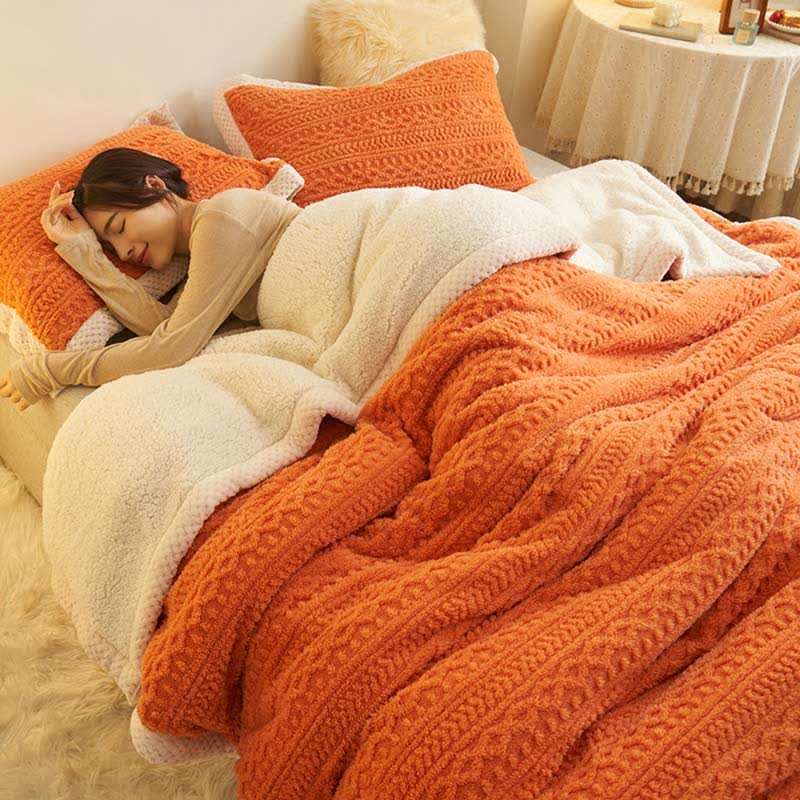 Dicke, warme Jacquard-Doppelfleecedecke