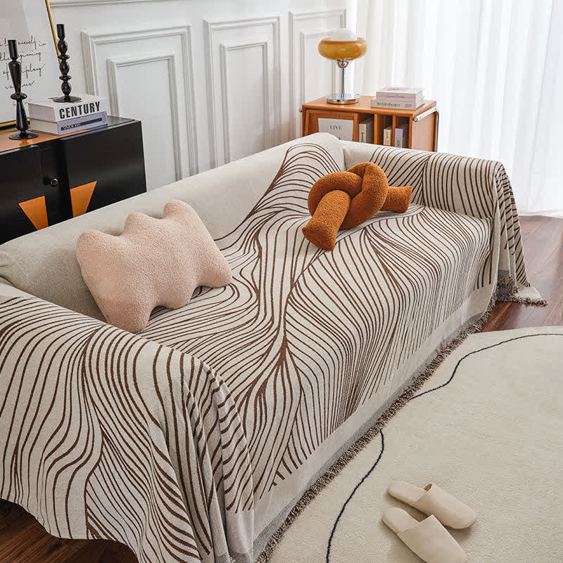 Ownkoti Chenille-Sofaschoner mit abstrakten Streifen