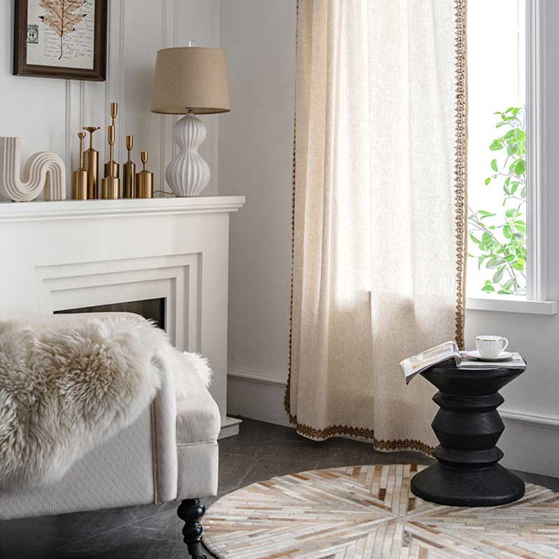 Halbverdunkelnder Vorhang im Bohemian-Stil in Beige
