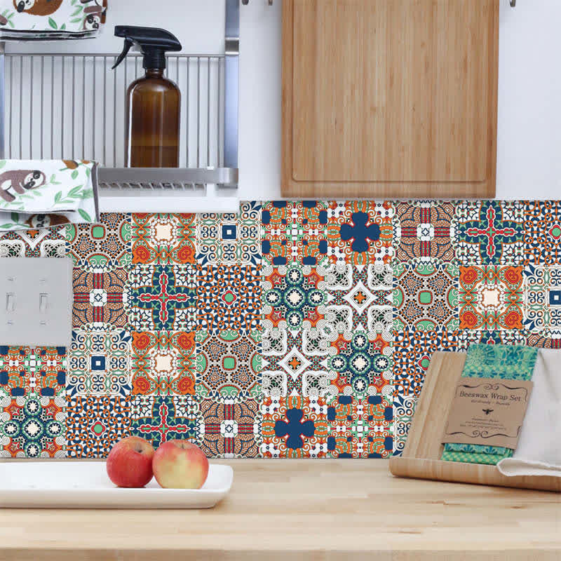 Ownkoti Tapeten-Wandaufkleber im Bohemian-Stil mit gemischtem Muster (10 Stück)