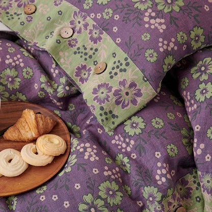 Bettwäsche-Sets aus Baumwollgaze mit Blumenmuster (4-teilig)