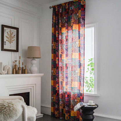 Ownkoti Bunte Boho-Fenstervorhänge aus Baumwollleinen