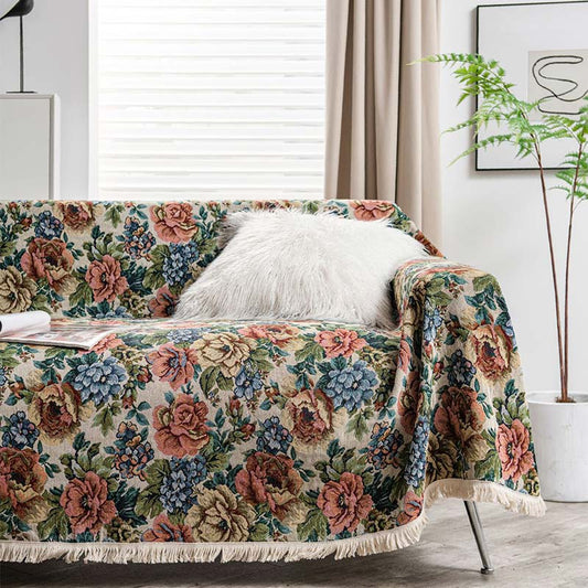 Sofaschoner mit Quasten und Rosenmuster im Countryside-Stil