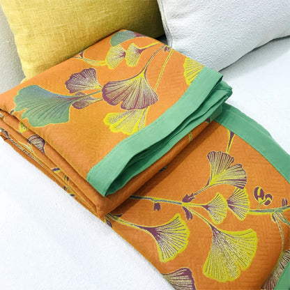 Wendesteppdecke aus Jacquard-Baumwolle mit Ginkgoblättern