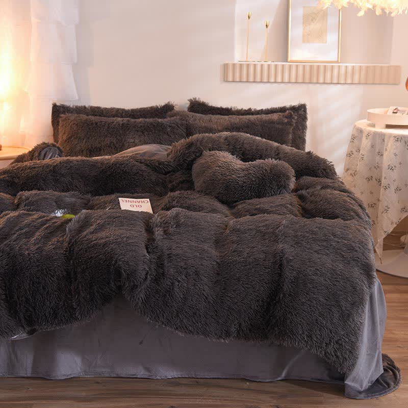 Flauschiges Bettwäscheset Bettbezug & Kissenbezug