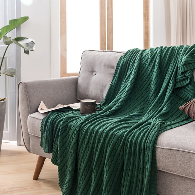 Ownkoti Einfarbige Sofa-Strickdecke aus Baumwolle - image 2
