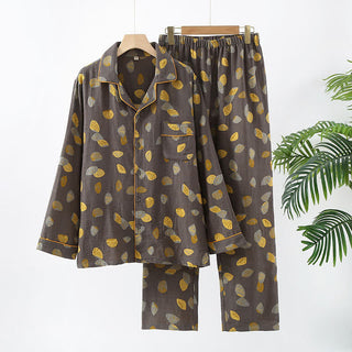Luxuriöses Pyjama-Set aus Muschelbaumwolle mit Revers