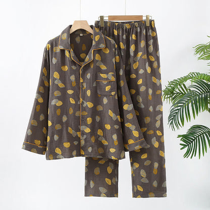 Luxuriöses Pyjama-Set aus Muschelbaumwolle mit Revers