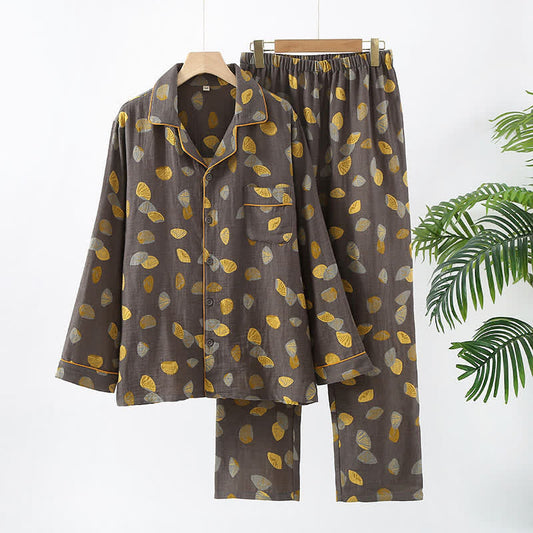 Luxuriöses Pyjama-Set aus Muschelbaumwolle mit Revers