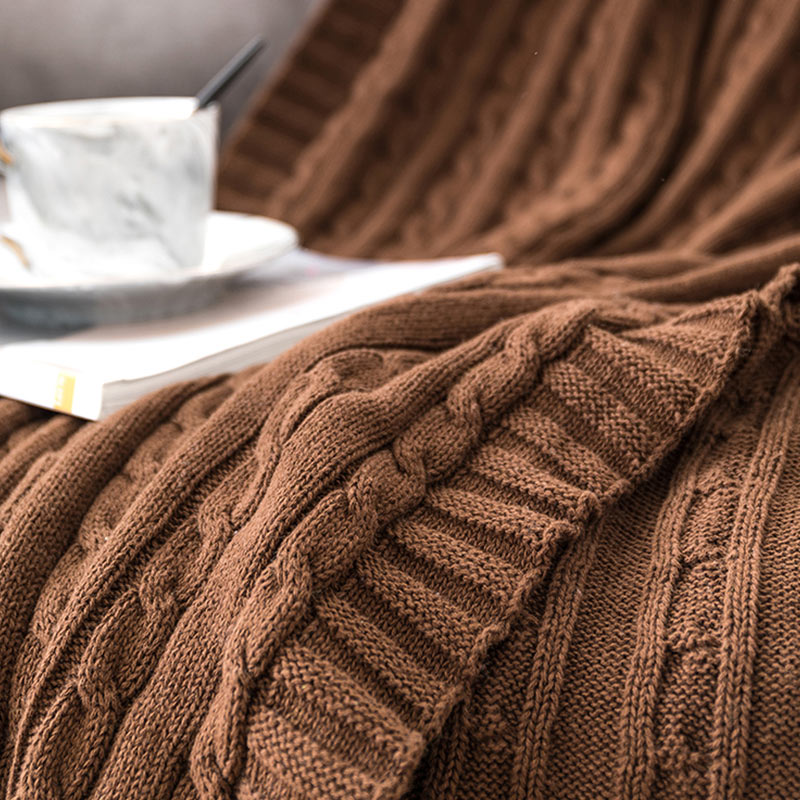 Ownkoti Einfarbige Sofa-Strickdecke aus Baumwolle - image 23