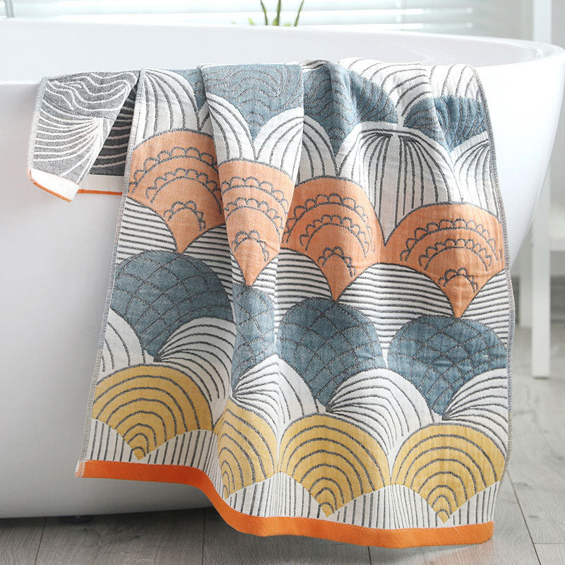 Ownkoti Badetuch aus Jacquard-Baumwolle mit Muscheldruck