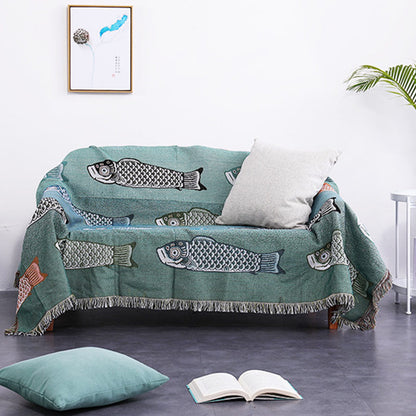 Wendedecke mit Quasten und Koi-Print