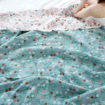 Retro Wende-Bettdecke, weiche Steppdecke mit Blumenmuster