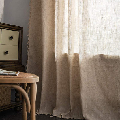 Boho Quaste Beige Lichtfiltervorhang