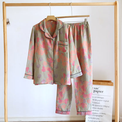 Gourd Cotton Langarm-Pyjama-Set - Grün - Damen XL - image 13