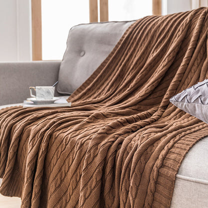 Ownkoti Einfarbige Sofa-Strickdecke aus Baumwolle - Kaffee - 180cm x 200cm - image 18