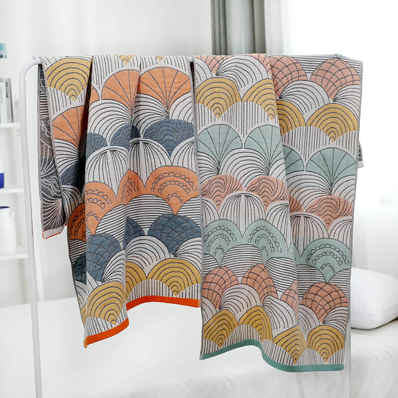 Ownkoti Badetuch aus Jacquard-Baumwolle mit Muscheldruck