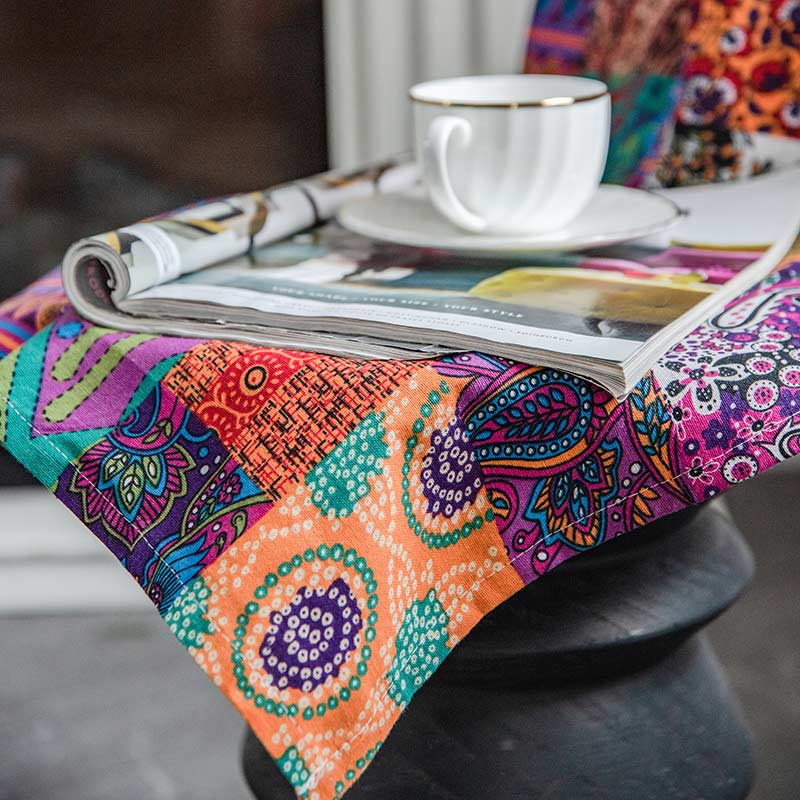 Ownkoti Bunte Boho-Fenstervorhänge aus Baumwollleinen