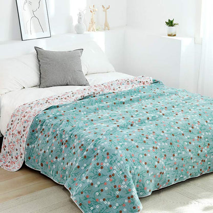 Retro Wende-Bettdecke, weiche Steppdecke mit Blumenmuster