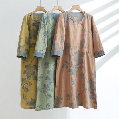 Kurzes Nachthemd aus Jacquard-Baumwolle „Magnolia“