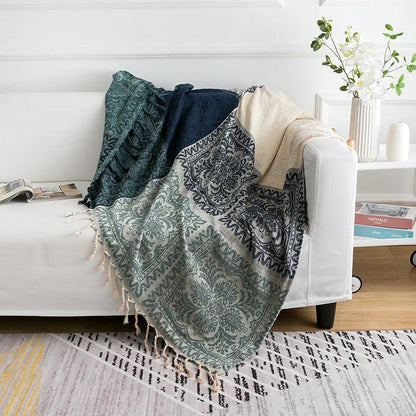 Ownkoti – Böhmische Strickschaldecke mit Blumenquaste