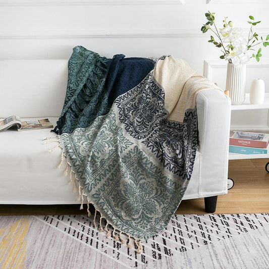 Ownkoti – Böhmische Strickschaldecke mit Blumenquaste