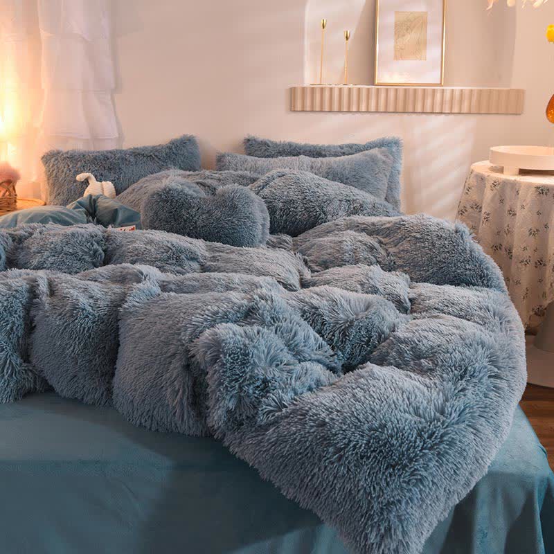 Flauschiges Bettwäscheset Bettbezug & Kissenbezug