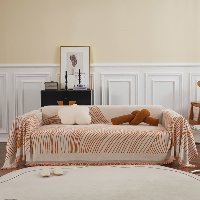 Ownkoti Chenille-Sofaschoner mit abstrakten Streifen